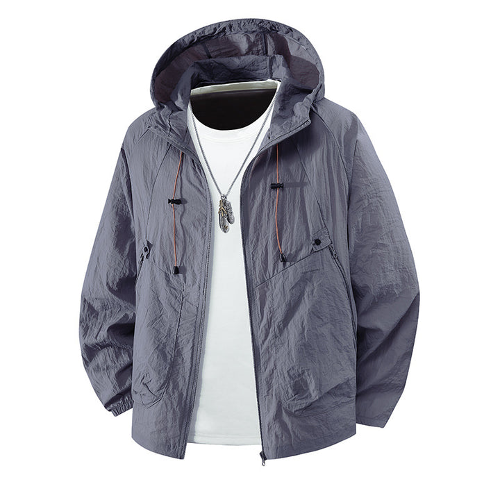 Men's Lightweight Hiking Jacket with Adjustable Hood