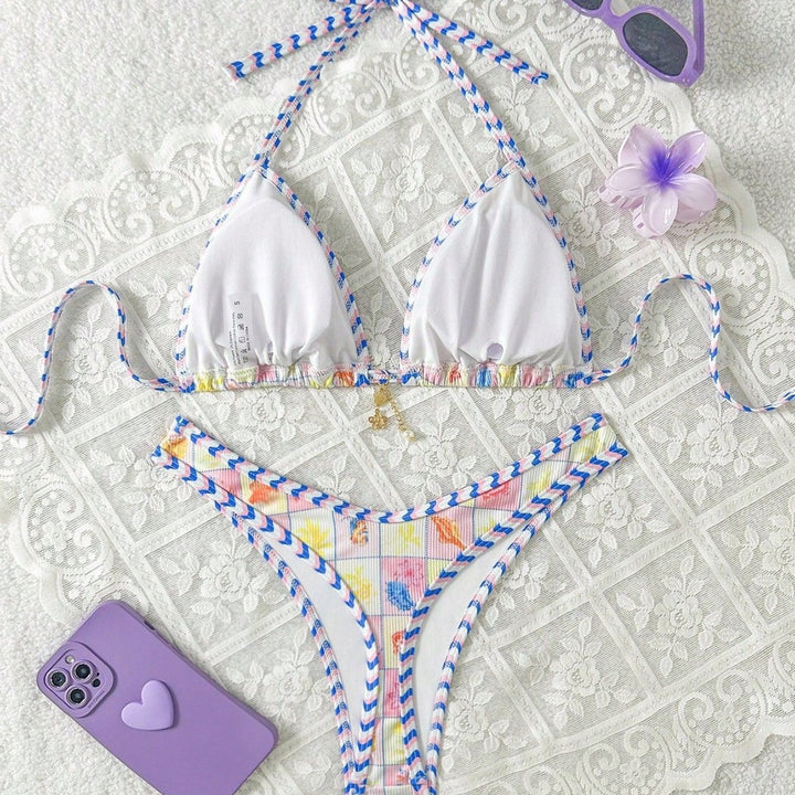 Women's triangle bikini with playful checkered pattern Mune Fashion