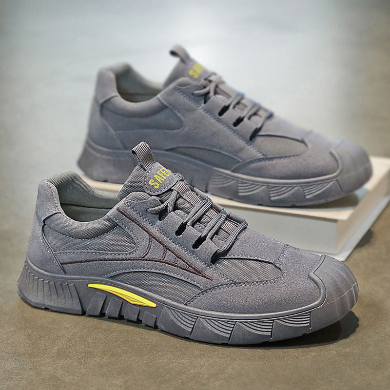 Men's Robust-Padded Retro-Trail-Sneaker made of Velour and Mesh Mix with Eye-Catching Profile Sole Mune Fashion