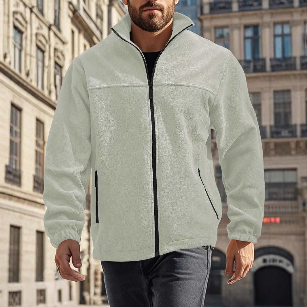 Men's fleece jacket with zipper, stand-up collar and zip pockets Mune Fashion