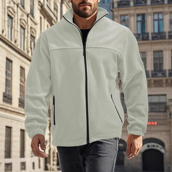 Men's fleece jacket with zipper, stand-up collar and zip pockets Mune Fashion
