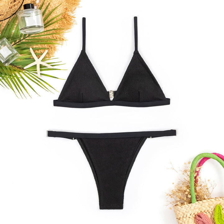Women Triangle Bikini with elegant texture and adjustable straps Mune Fashion