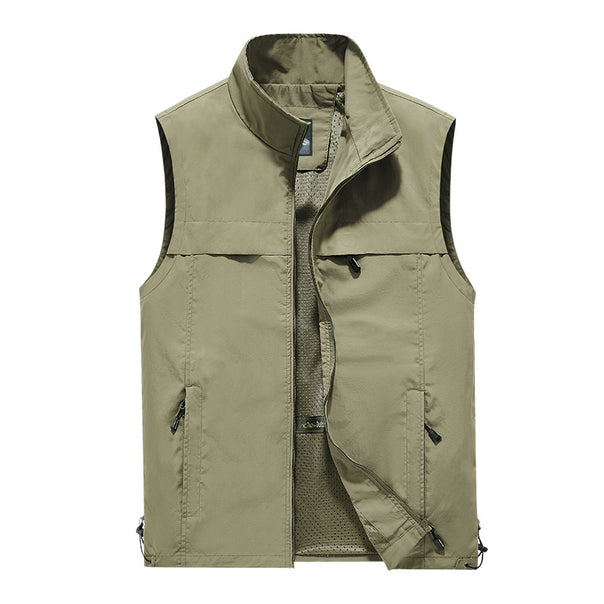 Men's lightweight windproof outdoor vest with stand-up collar and zipper pockets Mune Fashion