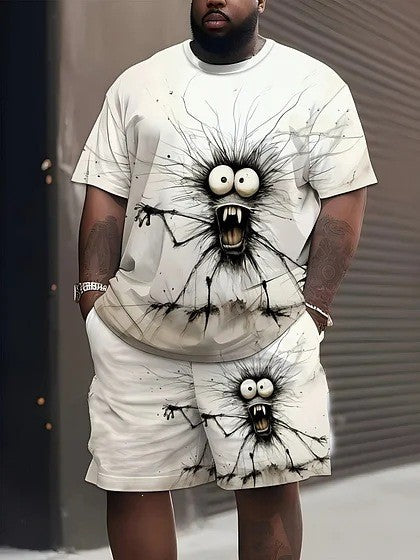 Men's casual leisure two-piece set with large smiley sunglasses print Mune Fashion