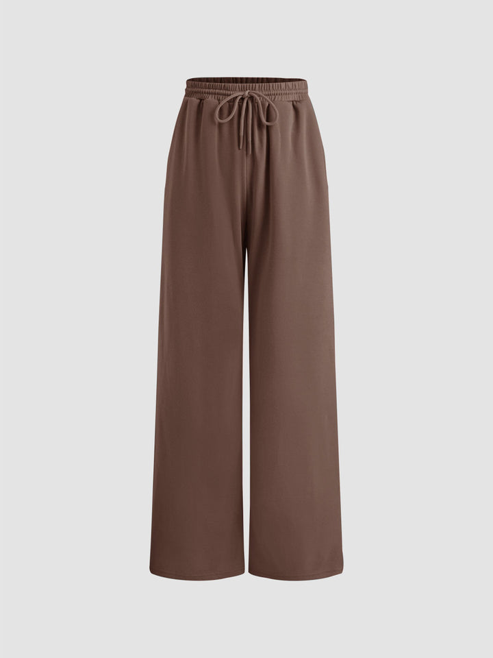 Women's Wide Lounge-Cuffed Sweatpants with Drawstring and Relaxed Fit Drune