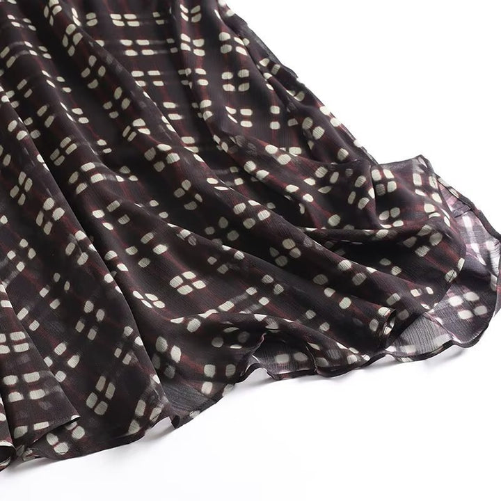 Women's flowing maxi skirt made of chiffon with geometric all-over print and high waist Mune Fashion