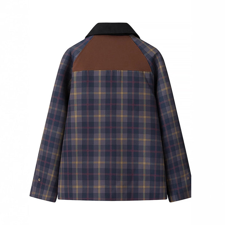 Women's Checked Transition Jacket with Cord Collar and Contrast Trimmings Mune Fashion