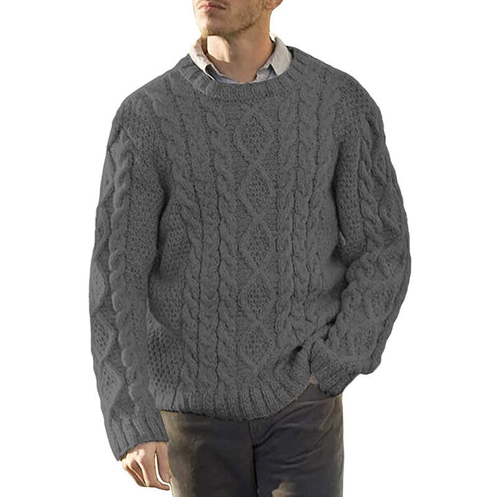Men's Chunky Knit Sweater with Classic Cable Pattern Mune