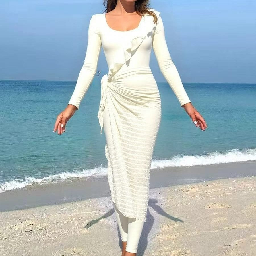 Ladies Elegant Summer Dress with Wrap Look Mune Fashion