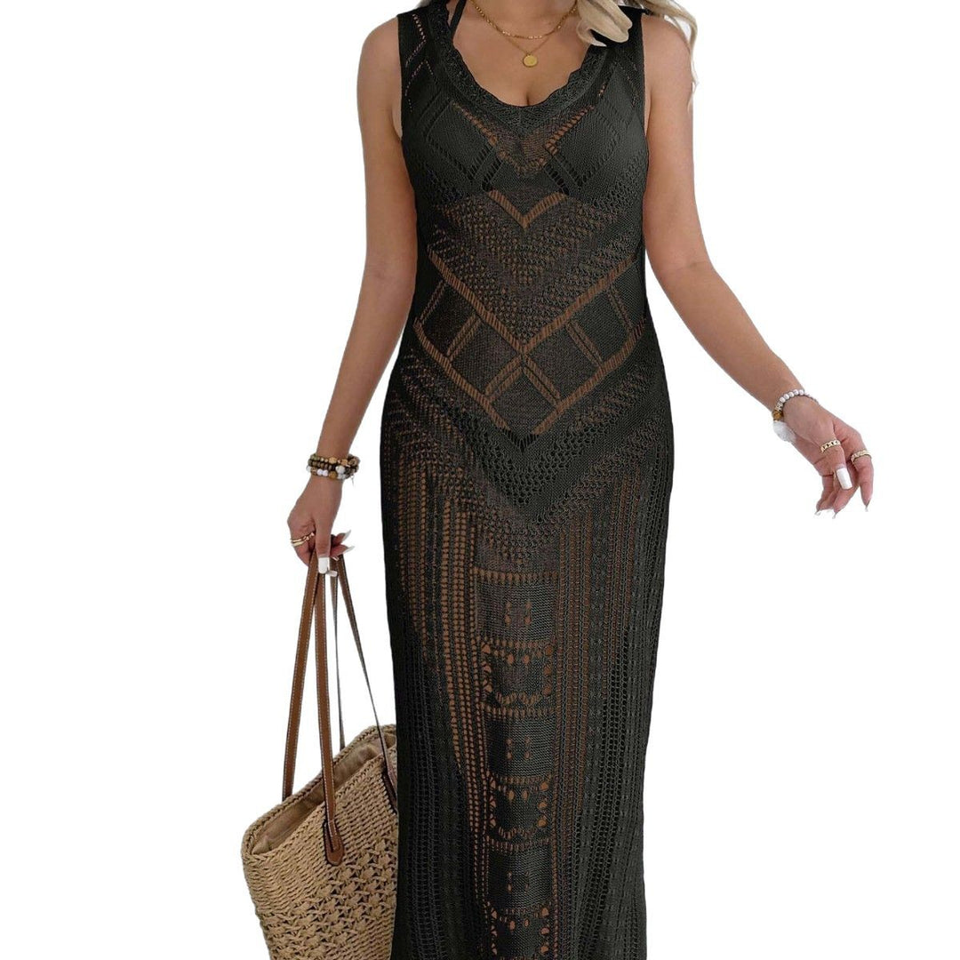 Women crocheted maxi dress with subtle lace pattern look Mune Fashion