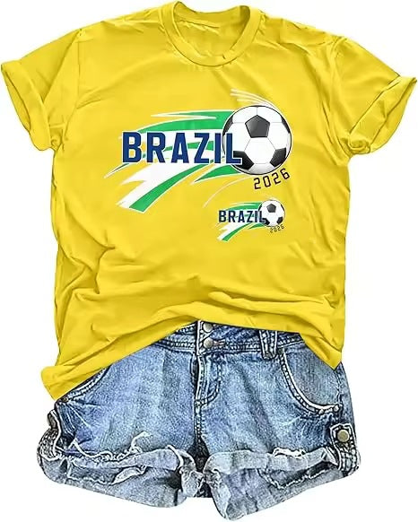 Women's Vintage Cotton T-Shirt with Football Print and Loose Fit Mune Fashion