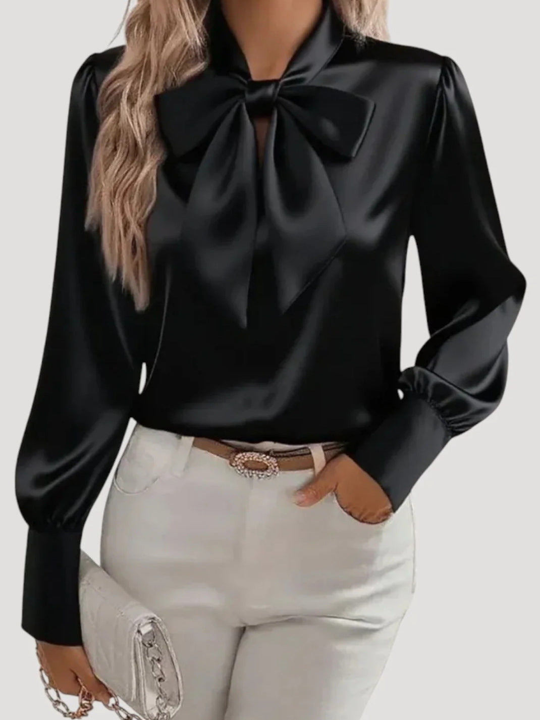 Ladies elegant blouse with bow collar