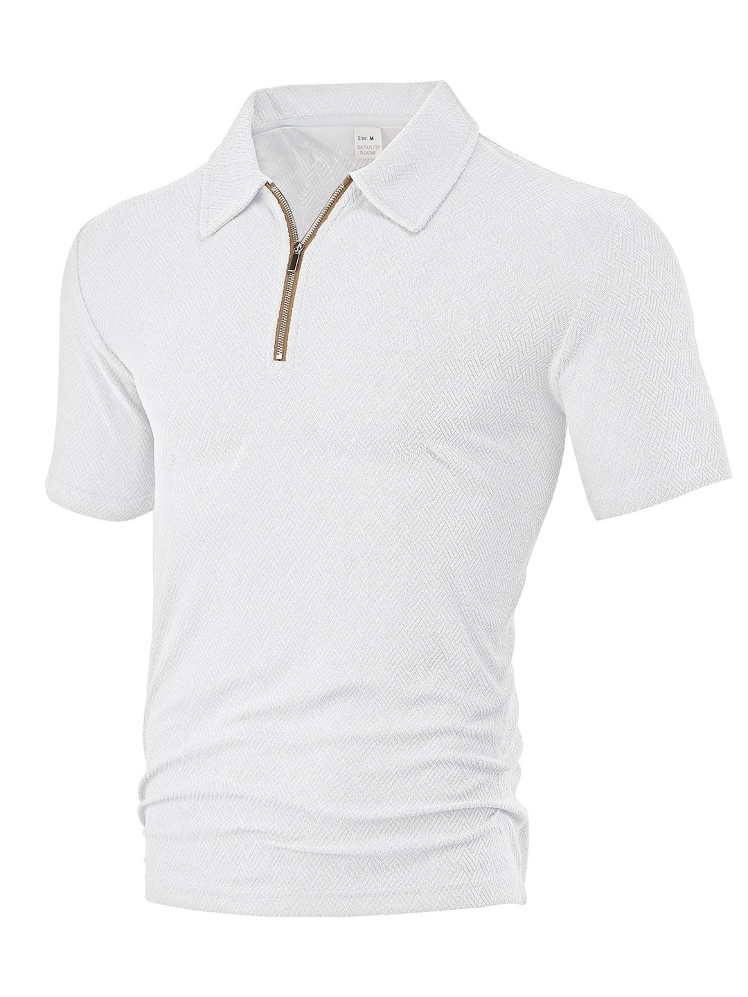 Men's slim fit half-zip polo with fine herringbone jacquard structure Mune Fashion