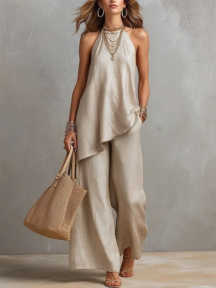 Women airy jumpsuit with asymmetrical cut Mune Fashion