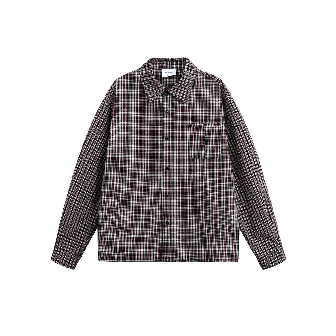 Men's Lightweight Checkered Shirt Jacket in Boxy Cut with Applied Chest Pocket Mune Fashion