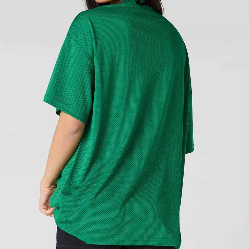 Women's oversized fan jersey in retro sports style with mesh, V-neck and large-area print Mune Fashion