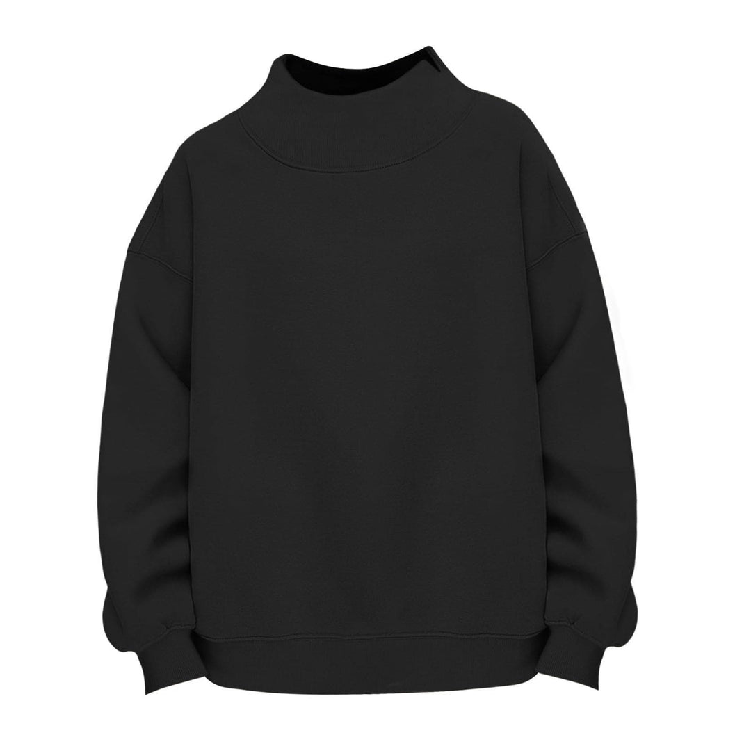 Women Casual Funnel-Neck Sweatshirt in Oversized Cut with Dropped Shoulder Mune Fashion