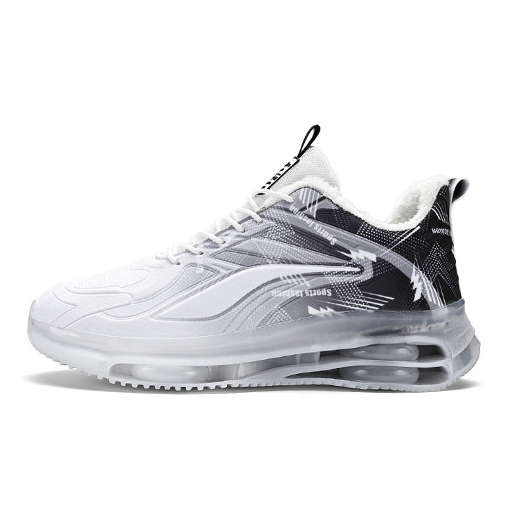 Men's Sporty Air Cushion Sneakers with Graphic Print and Padded Shaft Mune Fashion