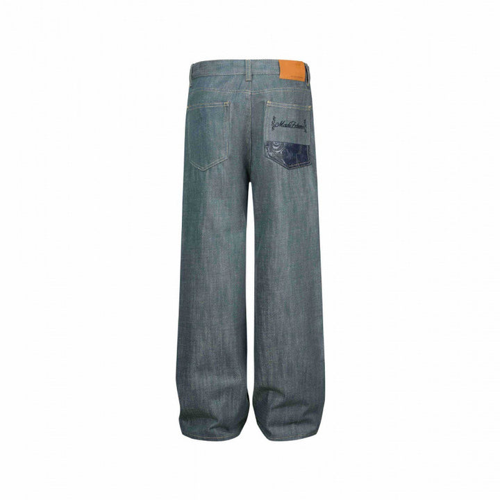 Women's Wide High-Waist Jeans with Patch Pockets and Wide Leg Mune Fashion