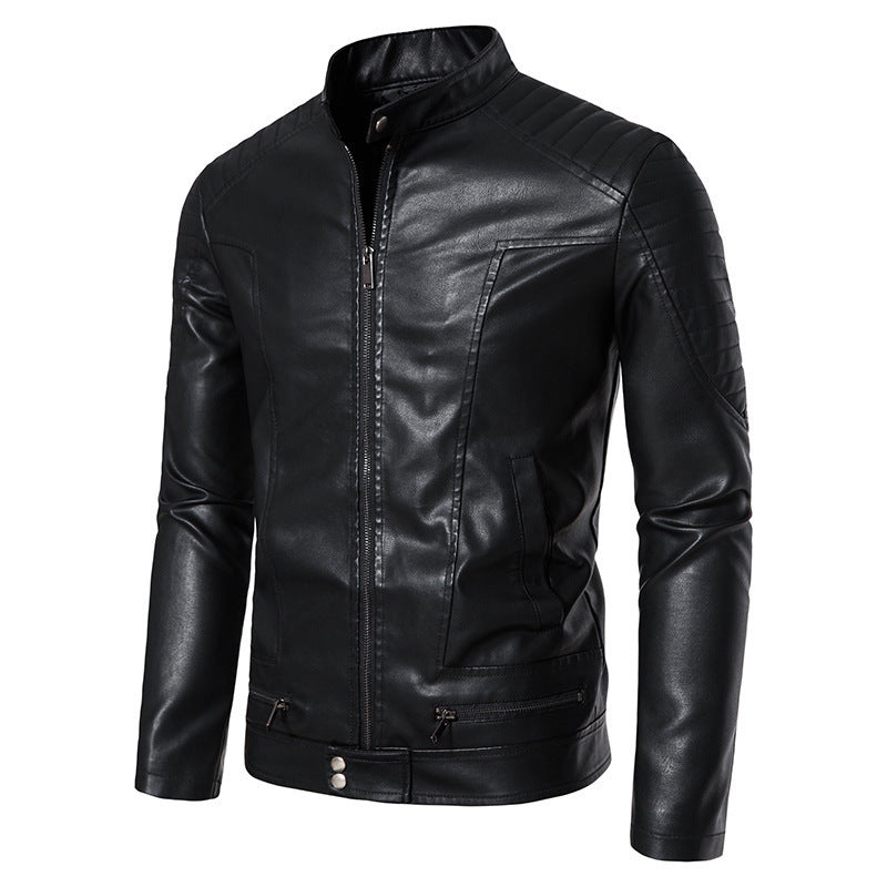 Men's Fashion Faux Leather Jacket with Quilted Details Mune Fashion 1788322065