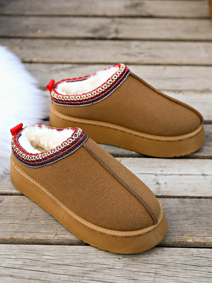 Women's Lined Slippers-Mules with Teddy Lining and Decorative Knit Trim Mune Fashion