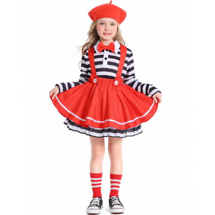 Girl's costume with striped top and swing skirt Mune Fashion