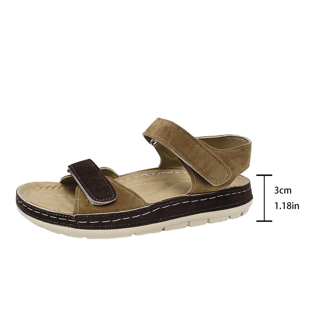 Women's Comfortable Velvet Strap Sandals with Adjustable Velcro Closures and Padded Platform Sole Mune Fashion