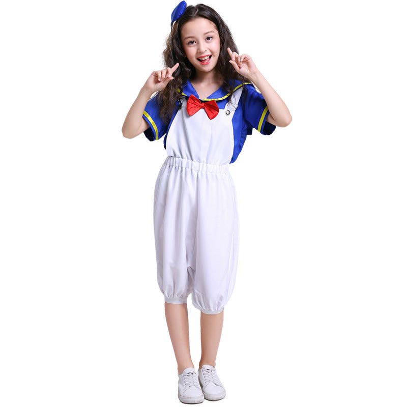Girl's sailor suit with shimmering collar and playful waistband Mune Fashion