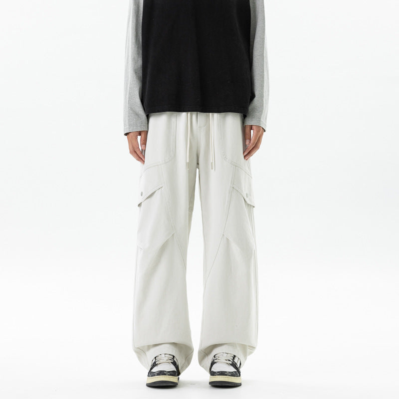 Men's loose Utility Cargo Pants with drawstring waistband and large flap pockets Drune