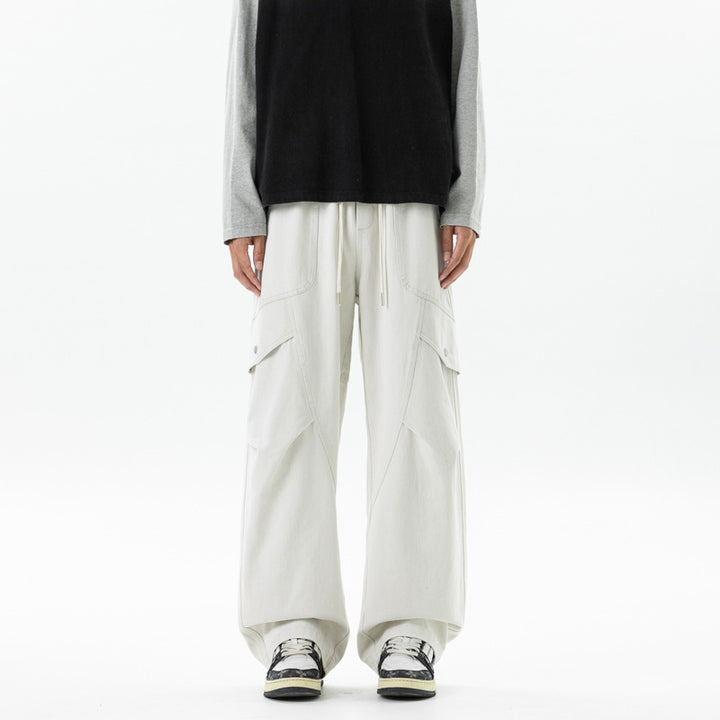 Men's loose Utility Cargo Pants with drawstring waistband and large flap pockets Drune