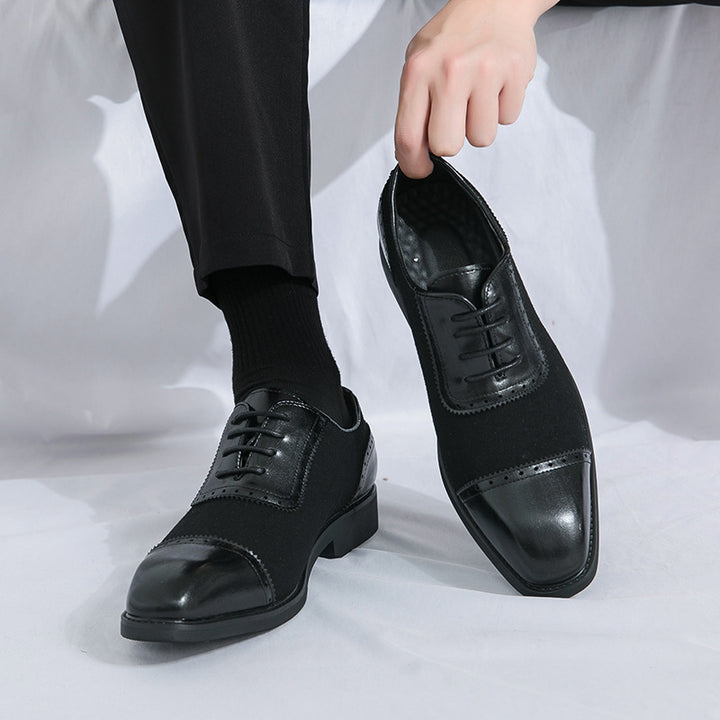 Men's elegant Oxford lace-up shoes with cap toe design, leather-textile mix and cushioned comfort insole Mune Fashion