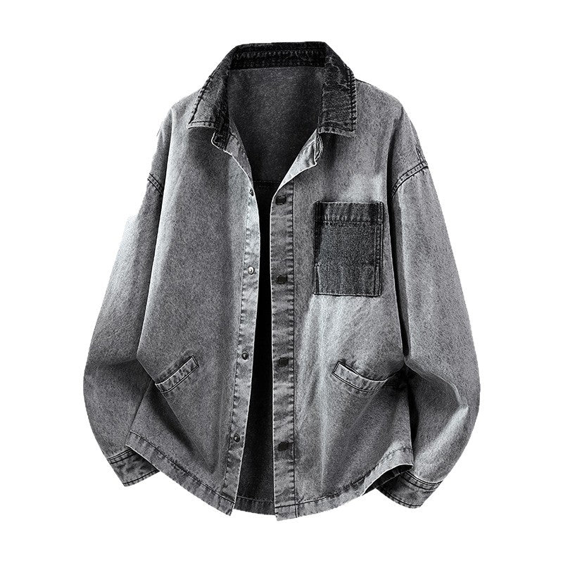 Men's loose-fitting denim shirt jacket with boxy shape and side pockets Mune Fashion