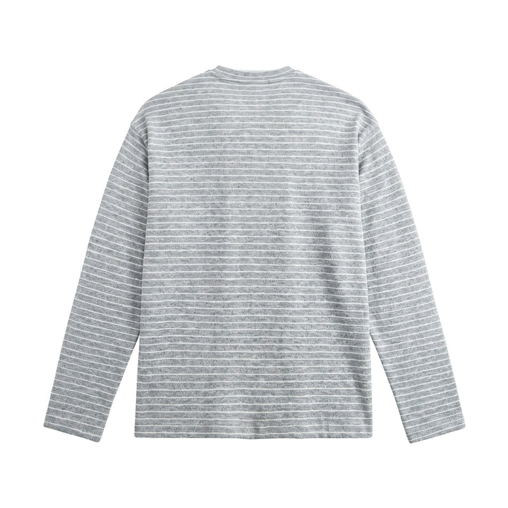 Men's Long Sleeve Henley Shirt in Fine Knit with Stripe Structure Mune Fashion