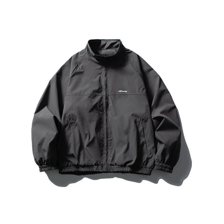 Unisex Lightweight water-repellent windbreaker with stand-up collar, raglan sleeves, and elastic hem Mune Fashion