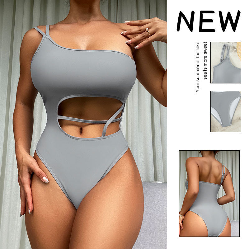 Women’s One-Piece Swimsuit with Asymmetrical Cut-Out Design Mune Fashion
