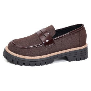 Ladies nan fashionable platform loafers with rugged tractor sole, padded comfort footbed and elegant penny tab Mune Fashion
