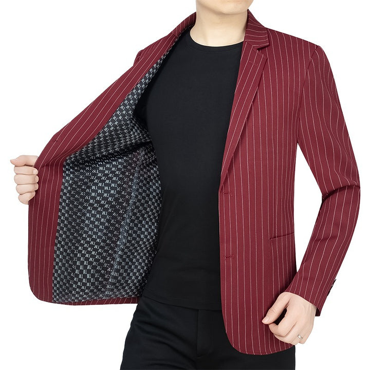 Men's pinstripe blazer slim fit with contrasting inner lining Mune Fashion