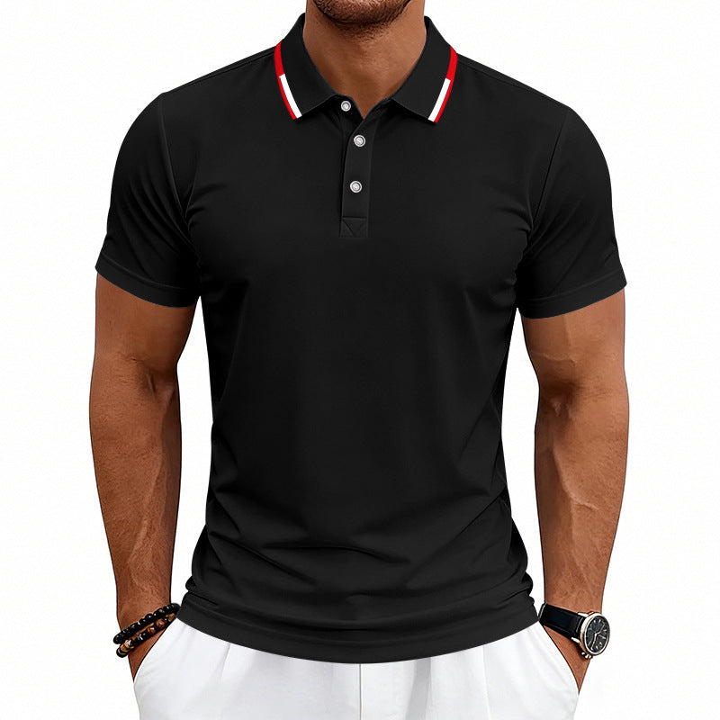 Men's tailored short-sleeve polo shirt with contrast collar made of breathable piqué Mune Fashion