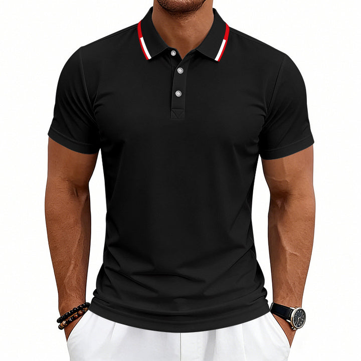 Men's tailored short-sleeve polo shirt with contrast collar made of breathable piqué Mune Fashion