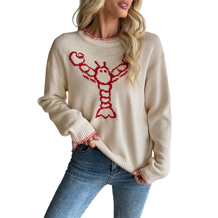 Women's Playful Sweater with Lobster Motif Mune Fashion