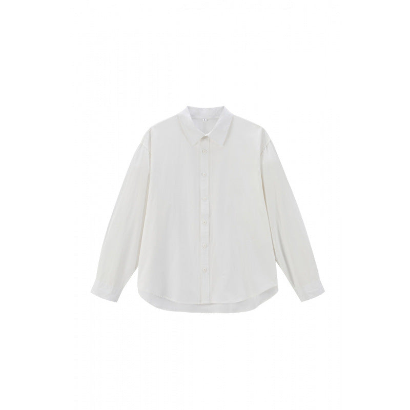 Ladies Oversize Cotton Shirt with Kent Collar, Raglan Sleeves and Rounded Hem Mune Fashion