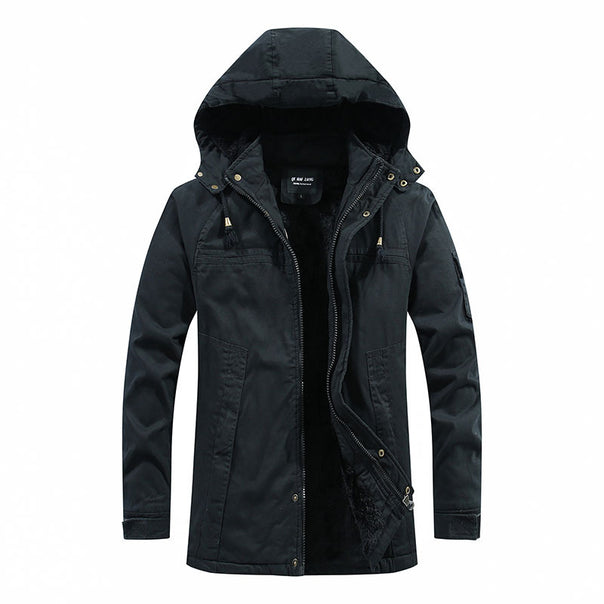 Men's thermal parka made of durable canvas with teddy fleece lining, hood and arm pocket Mune Fashion