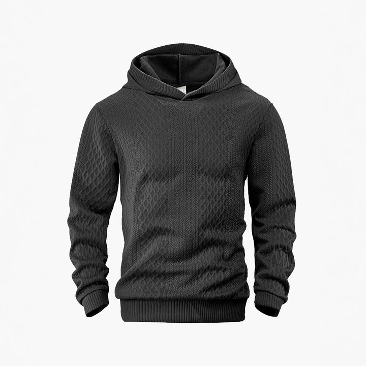 Men's structured funnel neck pullover with hood and honeycomb jacquard Mune Fashion