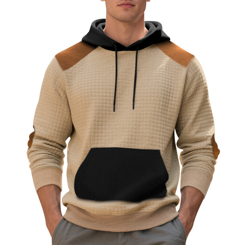 Men's urban waffle knit hoodie with kangaroo pocket and trim Mune Fashion