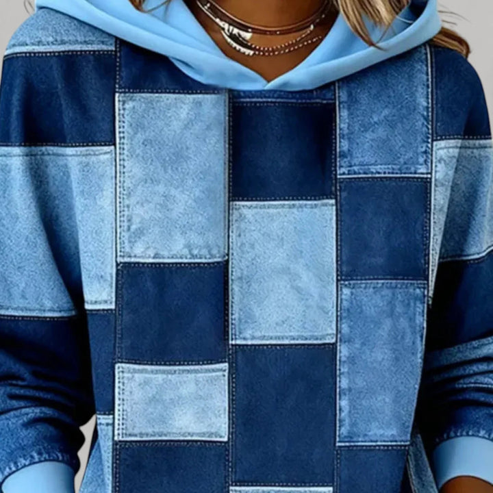 Women's Fashion Hoodie with Patchwork Design