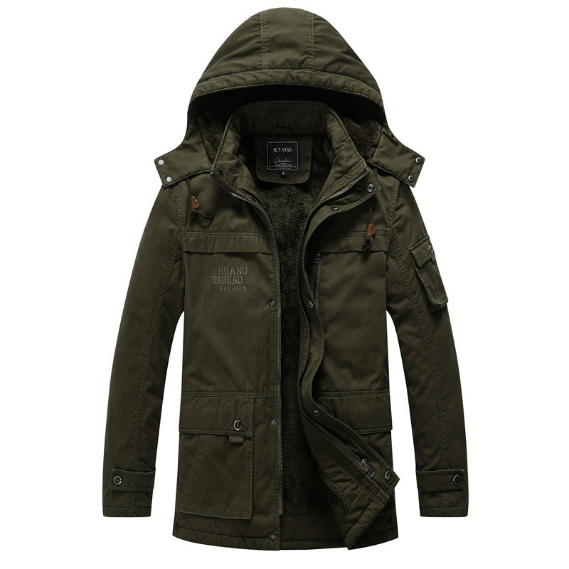 Men's Canvas Military Parka with Teddy Lining, Hood, and Multifunctional Pockets Mune Fashion
