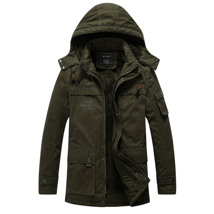Men's Canvas Military Parka with Teddy Lining, Hood, and Multifunctional Pockets Mune Fashion