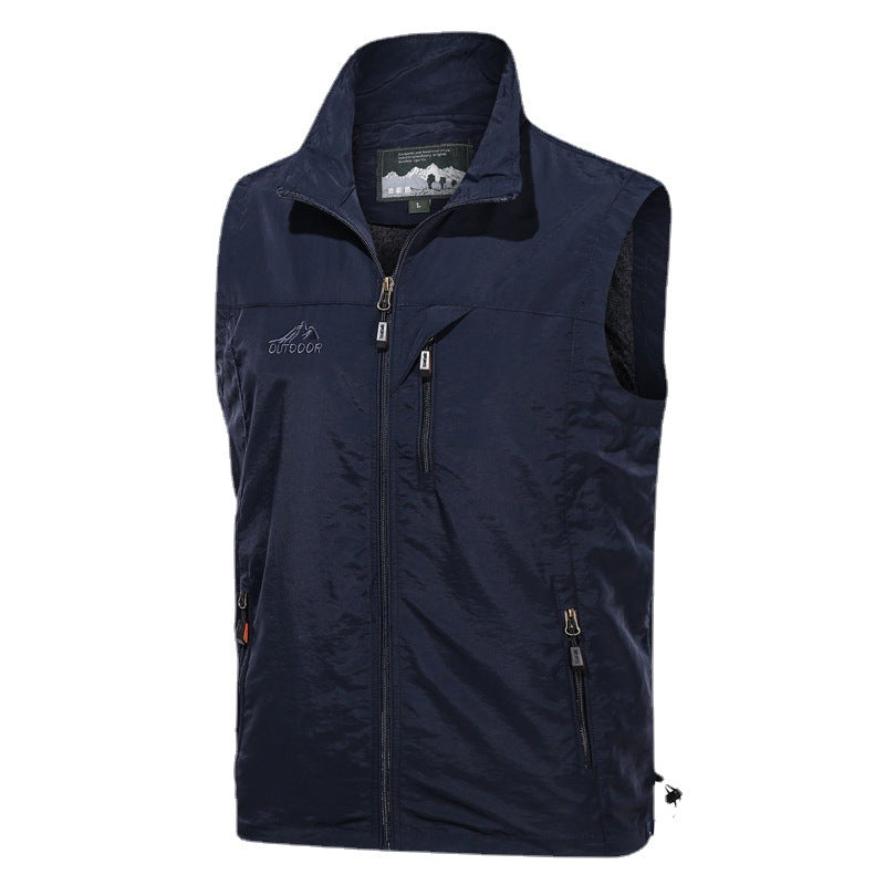Men's Lightweight Windproof Outdoor Vest with Stand-Up Collar and Multi-Pocket Zipper Pockets Mune Fashion
