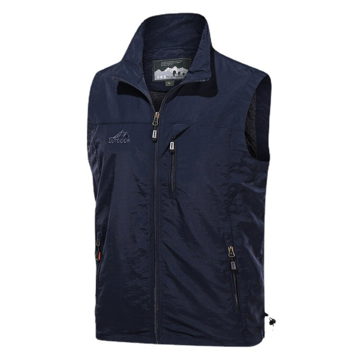 Men's Lightweight Windproof Outdoor Vest with Stand-Up Collar and Multi-Pocket Zipper Pockets Mune Fashion