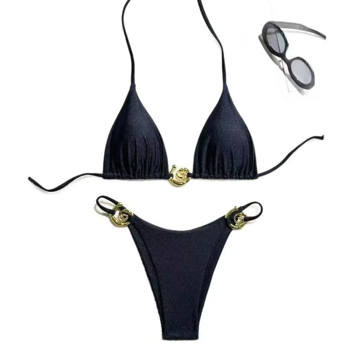 Women's Triangle Bikini with sophisticated Gold Detail Mune Fashion